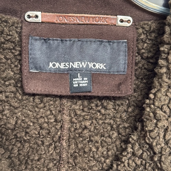Jones New York Faux Suede Shearling Jacket- Brown-L-Excellent Condition! - Picture 2 of 4
